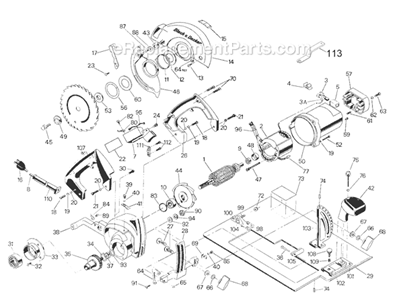Page A Diagram and Parts List for 3047-09 Type 6 Black and Decker Circular Saw